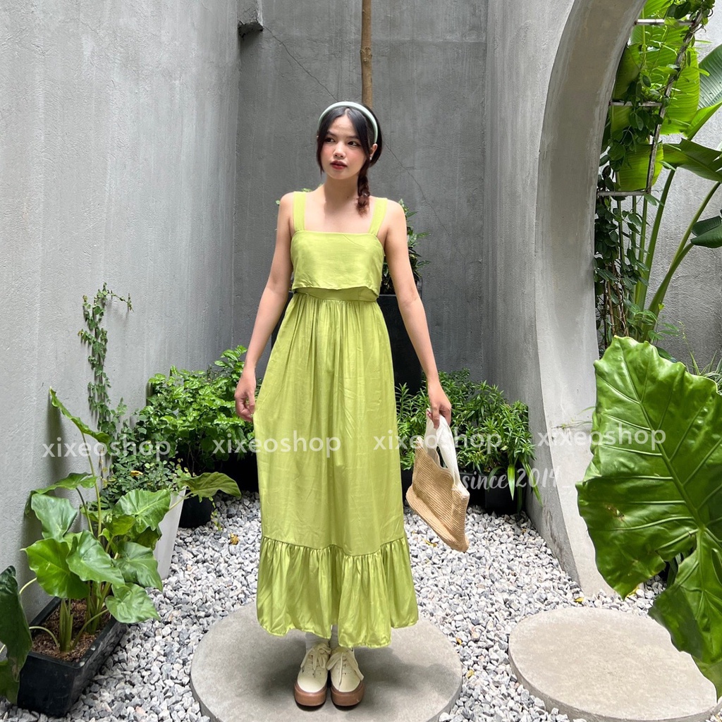 Váy 2 dây đầm maxi trắng nữ thắt nơ lưng váy dài đi biển xixeoshop - V31 | BigBuy360 - bigbuy360.vn