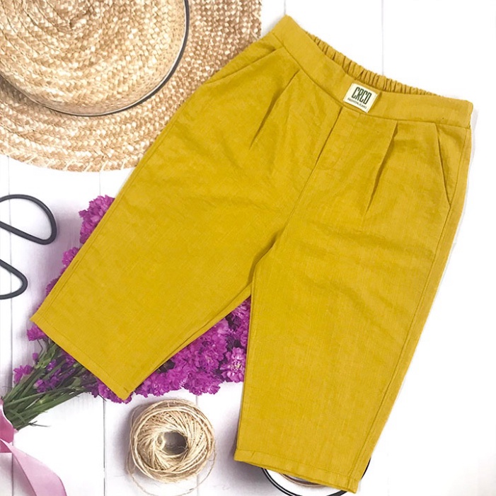 Quần lửng nữ mặc nhà cạp chun, vải đũi hàn cao cấp, thoáng mát