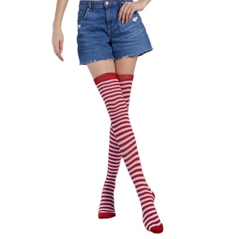 Tất Chân Cao Qua Gối Họa Tiết Sọc Ngang Cho Nữ