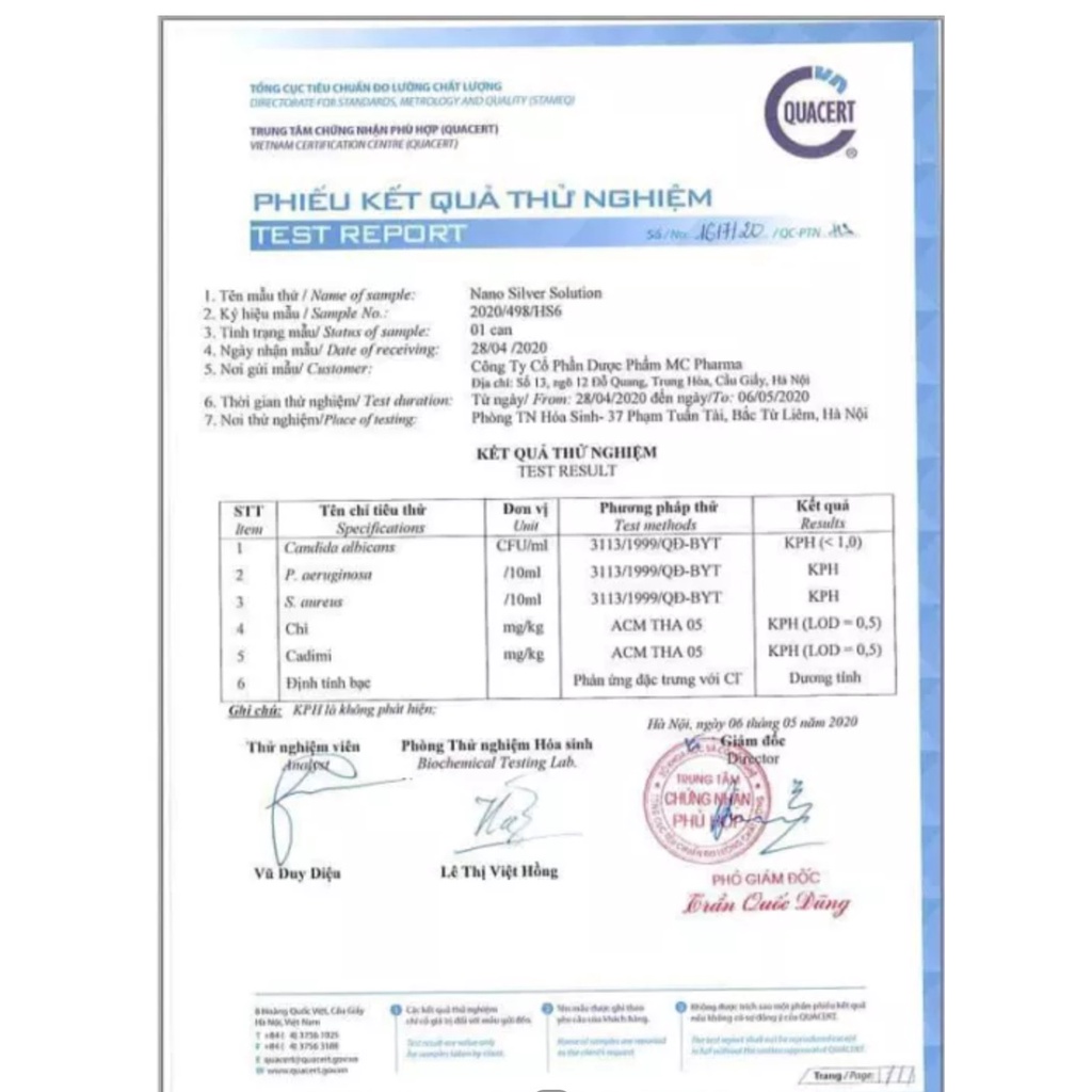 Dung dịch Nano bạc khử khuẩn MC Pharma chính hãng  dùng cho máy phun diệt khuẩn ô tô, phòng ở hiệu quả