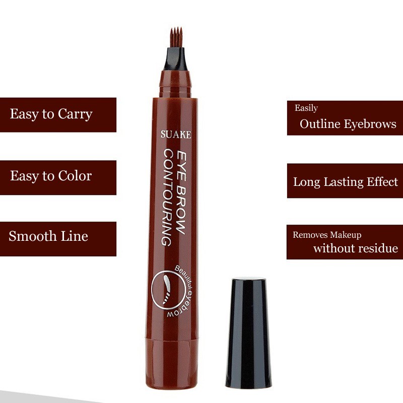 Chì Kẻ Mày Bốn Đầu Không Thấm Nước, Không Thấm Mồ Hôi, Lâu Trôi Chì Kẻ Mày Màu Nâu Mịn Tự Nhiên | BigBuy360 - bigbuy360.vn