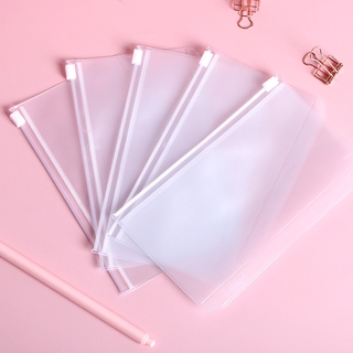 Túi đựng notebook a5 / a6 bằng pvc trong suốt 6 lỗ có khóa kéo tiện dụng