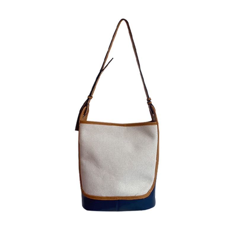 Túi xô IELGY đeo chéo vai bằng vải bạt sức chứa lớn màu tương phản sang trọng cổ điển cho nữ