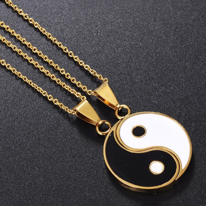 Bộ 2 Vòng cổ Âm Dương / Âm Dương / Âm Dương Độc Đáo Thời Trang Cho Cặp Đôi