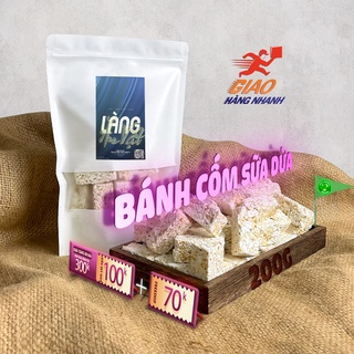 Bánh cốm khô sữa dừa dẹp tươi 200g Làng Ăn Vặt cao cấp bánh cốm cắt dẹp khô đồ ăn vặt Đà Lạt thơm ngon bổ rẻ