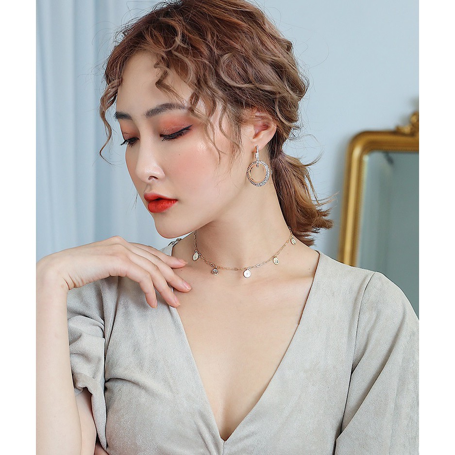 Bông tai đính đá toàn bộ vòng tròn kép cực sang chảnh BT57