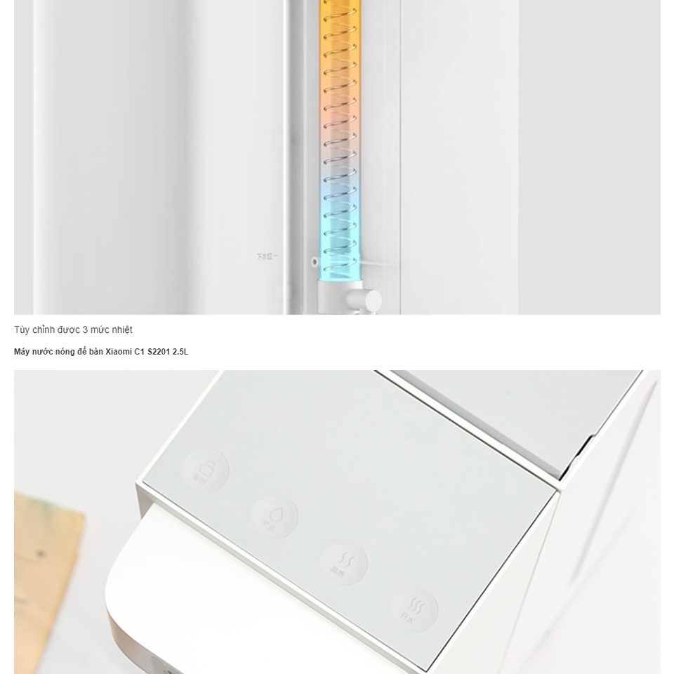Máy đun nước nóng để bàn Xiaomi Mijia C1 2.5L S2201 Siêu tốc, cho nước nóng trong 5 giấy