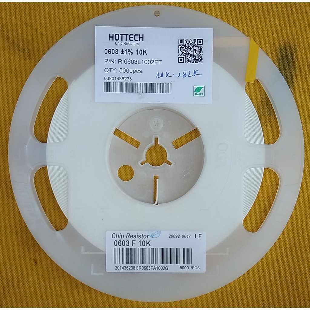100 CHIẾC  TRỞ DÁN 0603 1% TỪ 10K, 12K, 15K, 18K, 20K, 22K, 24K, 27K, 30K, đến 33K.