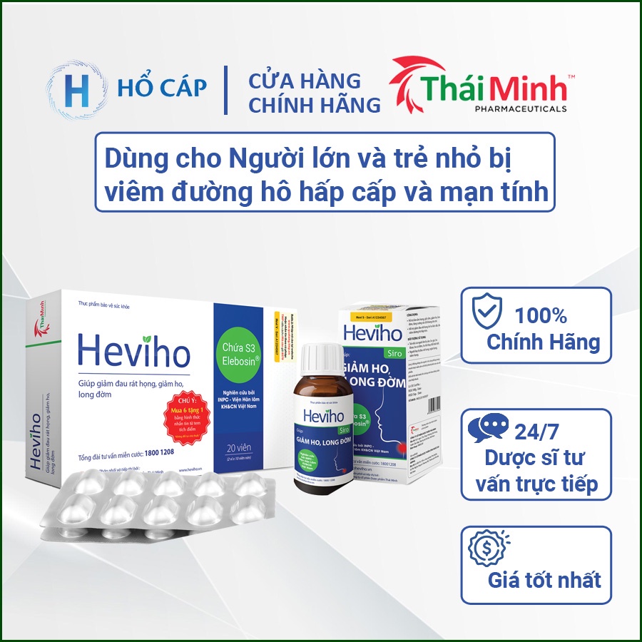 Heviho Thái Minh - Hỗ trợ giảm ho từ thảo dược - Viên uống và siro ho