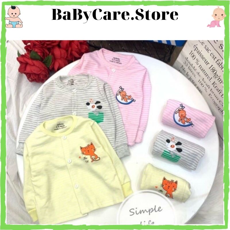 Bộ Nỉ Kẻ Noubaby ( cúc giữa) QATE95 mềm mịn siêu đáng yêu cho bé trai/ gái