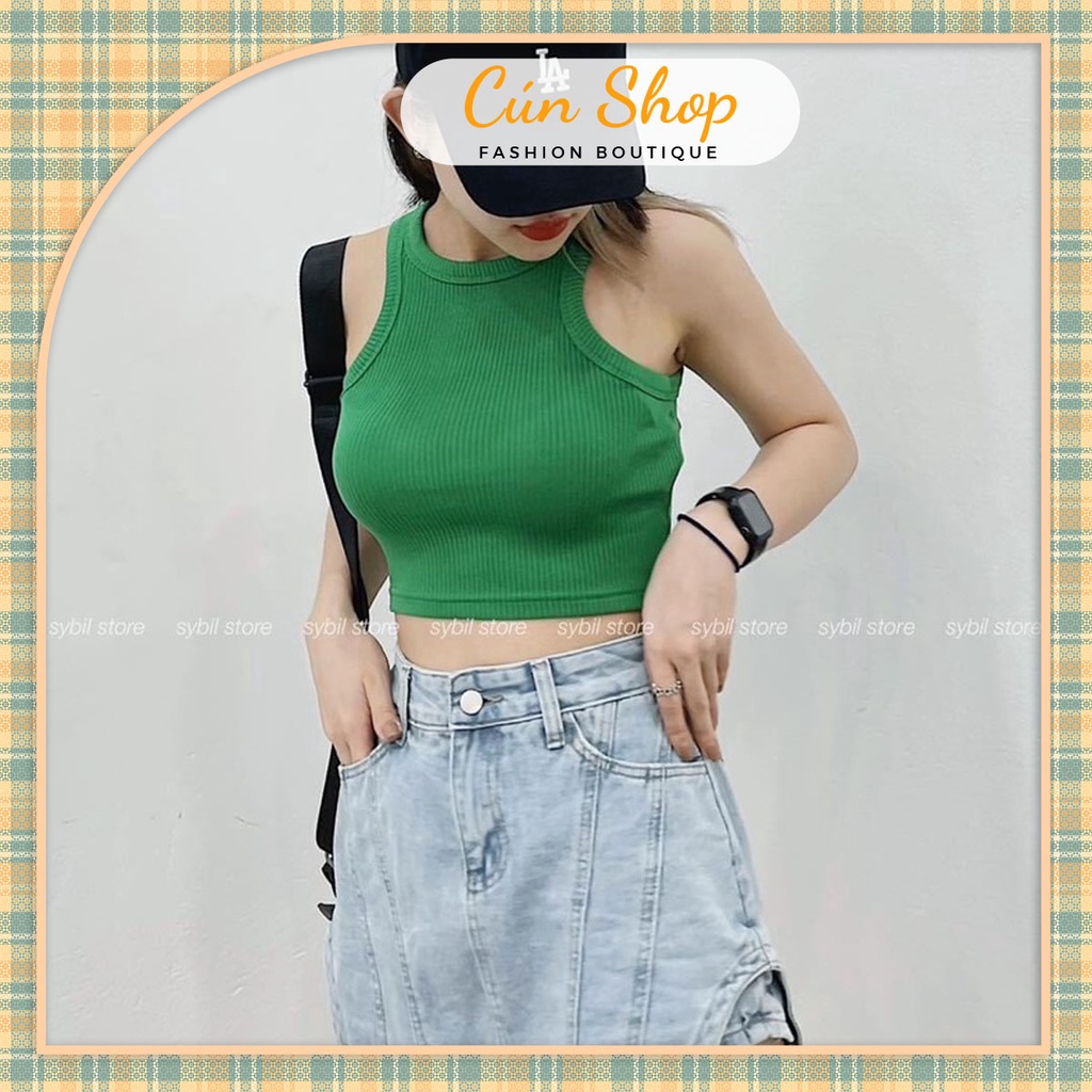 Áo croptop ba lỗ nữ ngược trơn ôm body chất tốt,croptop nữ ôm thun gân mềm mát nhiều màu phong cách ulzzang Cún Shop