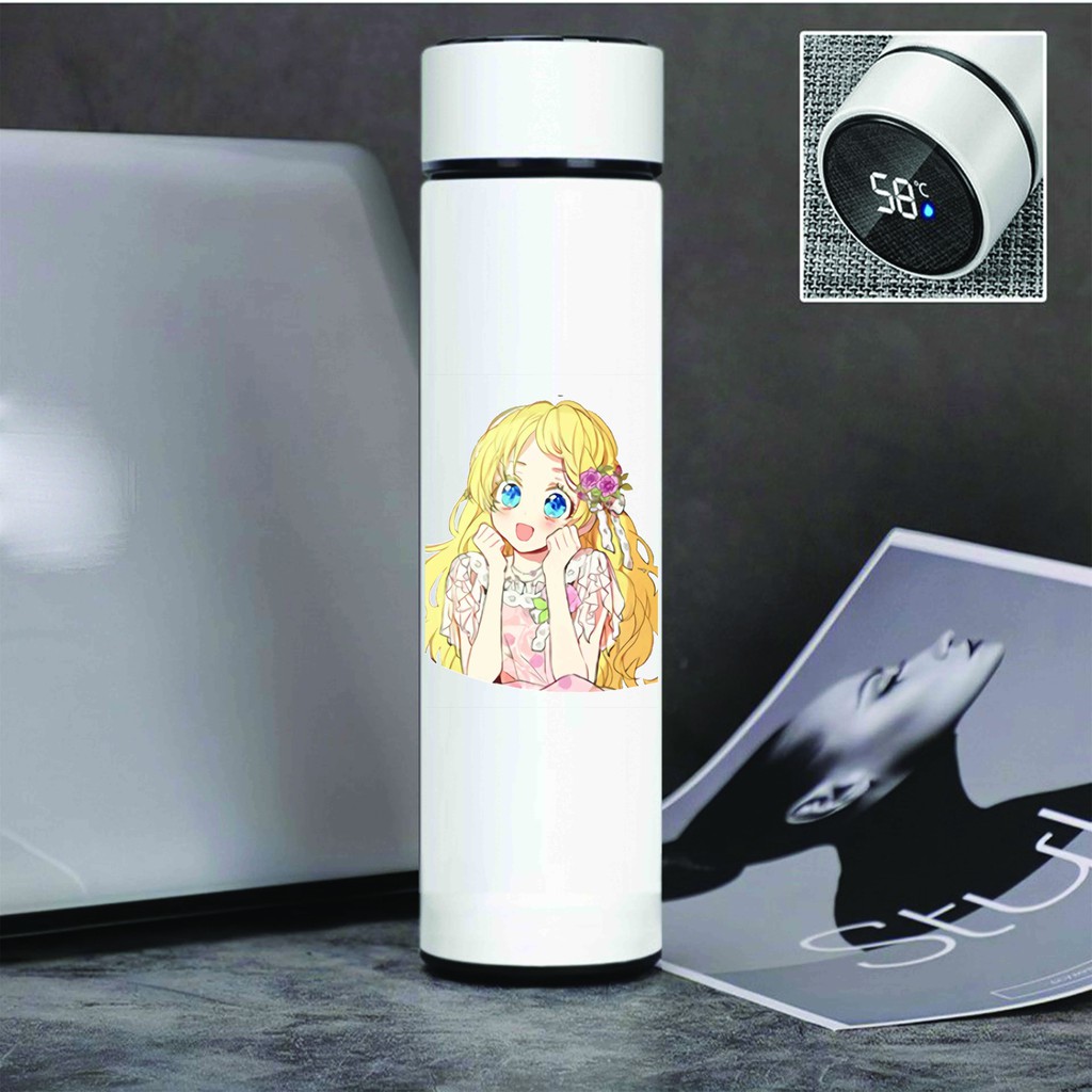 Bình giữ nhiệt đựng nước in hình MỘT NGÀY NỌ TÔI BỖNG TRỞ THÀNH CÔNG CHÚA tiện lợi xinh xắn anime chibi