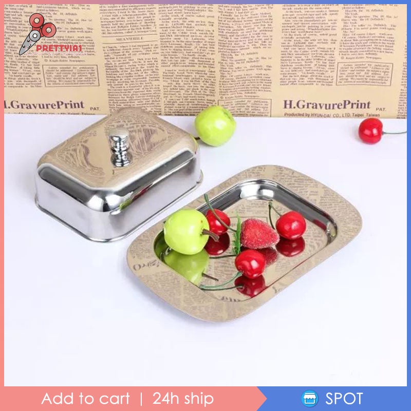 [Prettyia1] Khay Đựng Bánh Mì / Bơ / Món Tráng Miệng Bằng Thép Không Gỉ