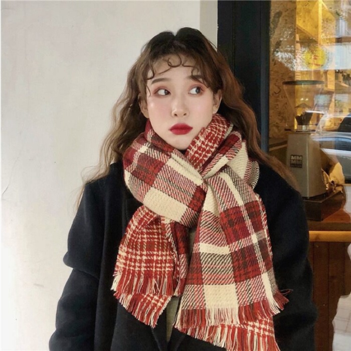 [CAO CẤP] Khăn Choàng,Khăn Quàng Cổ Len Nữ Cao Cấp Họa Tiết Ca Rô Phù Hợp Mùa Đông - 65x180cm - KQCN093