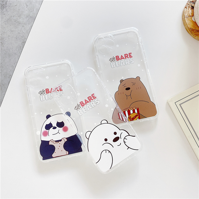 The cute snowflake bare bear is suitable for mobile phone case oppo A5/A3S A53 2020 A52020/A92020 all-inclusive soft case  A7/A5S/A12 A8/A31 2020 A15 transparent shockproof mobile phone soft TPU mobile phone case