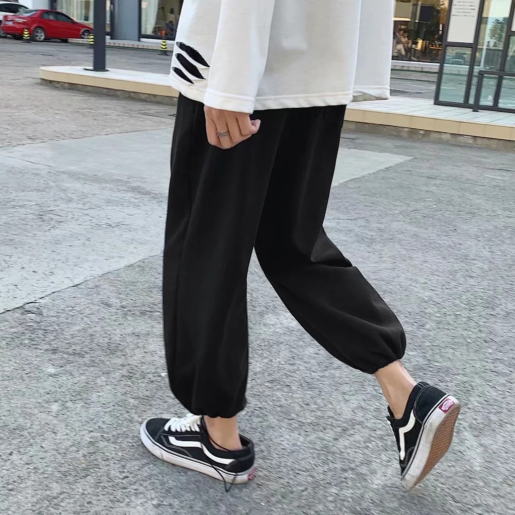 Quần vải mềm ống rộng màu trơn size M-2XL thời trang unisex phong cách Hàn Quốc năng động