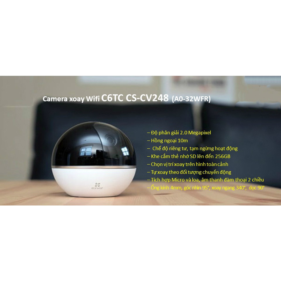 Camera IP Wifi Xoay Thông Minh EZVIZ CS-CV248-A0-32WFR (C6T) 2MP 1080