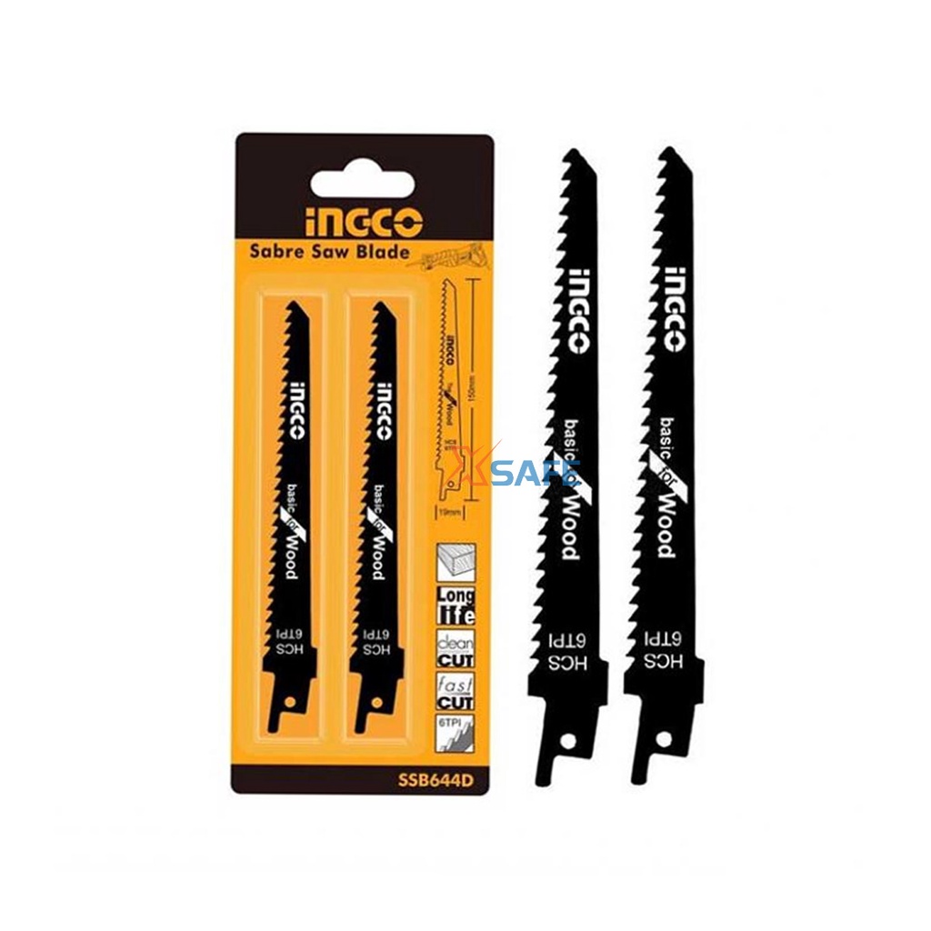 Bộ lưỡi cưa kiếm INGCO SSB644D Lưỡi cưa kiếm ưu tiên cưa gỗ 6 răng /inch, chất liệu thép carbon - Chính hãng