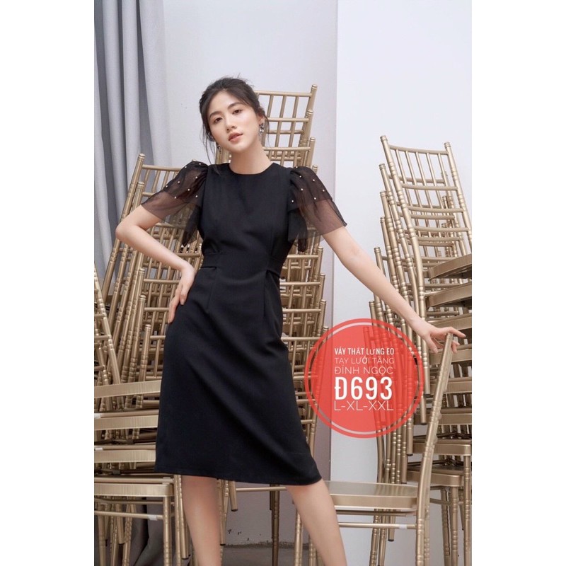 Đầm bigsize midi tay lưới đính ngọc 55-85kg ( HÌNH CUỐI THẬT)