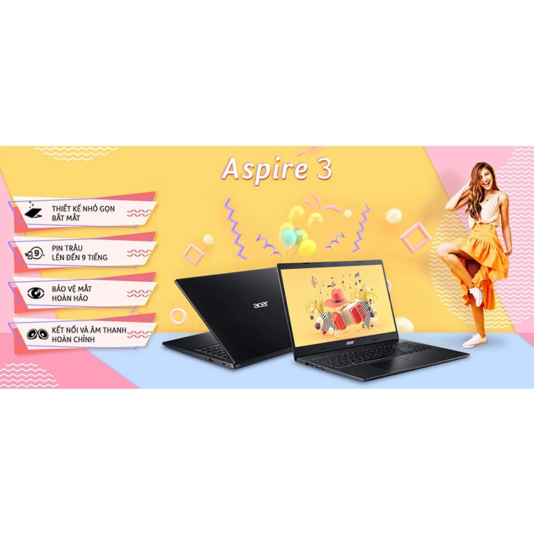 Laptop Acer Aspire 3 A315 56 38B1 i3 1005G1/4GB RAM/256GB SSD/15.6 inch FHD/Win 11/Đen, laptop giá rẻ chính hãng
