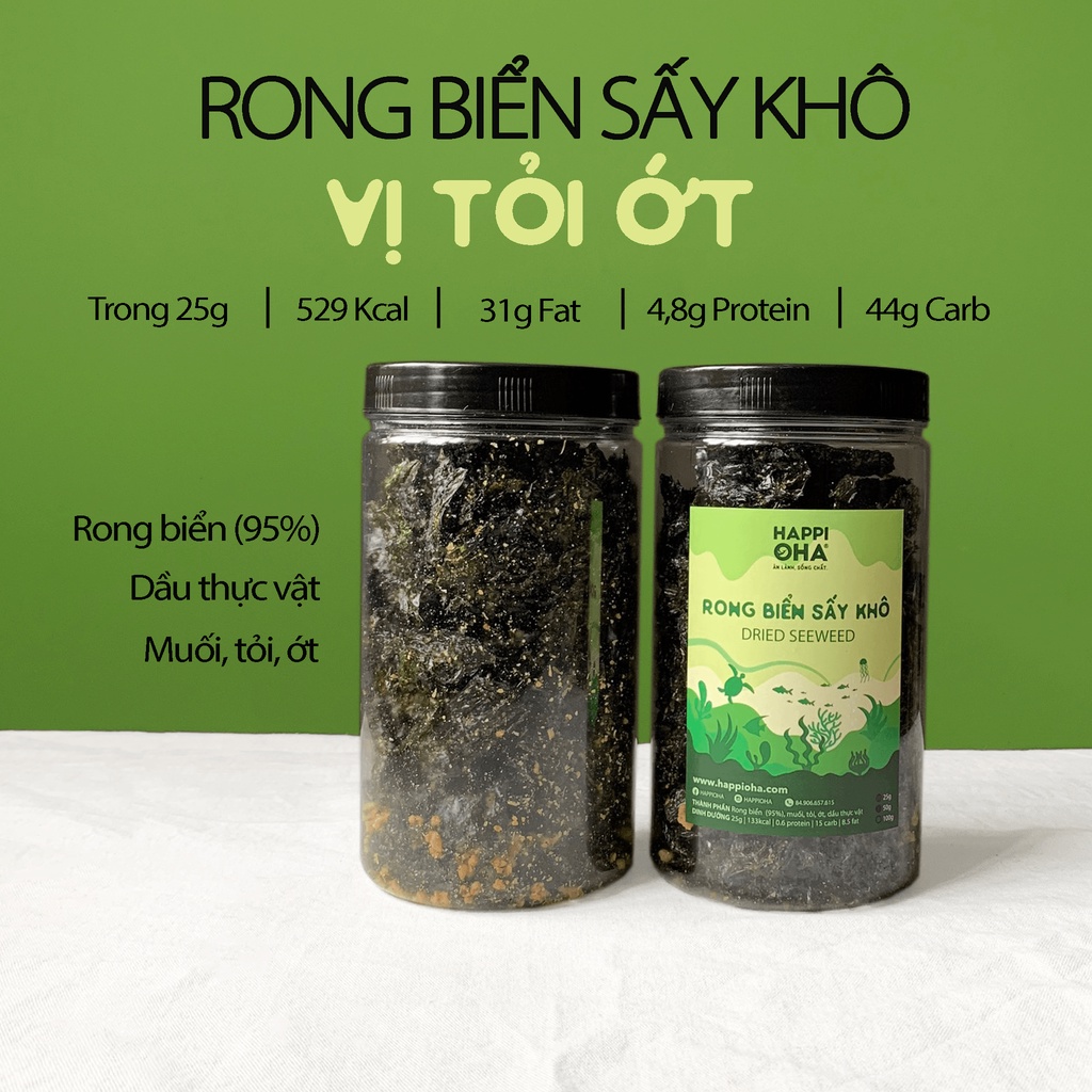 Rong Biển Sấy Khô Vị Tỏi Ớt HAPPI OHA Ăn Vặt Lành Mạnh 100g