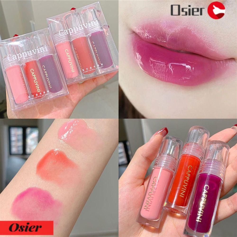 1 / 1 Bộ Son Bóng Trong Suốt Ánh Nhũ Chống Thấm Nước Giúp Dưỡng Ẩm Cho Môi