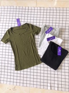 áo thun cổ U chất cotton gân