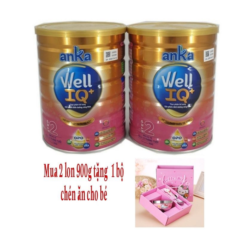 2 lon sữa Anka Well IQ+ Step 2 900gr có quà tặng