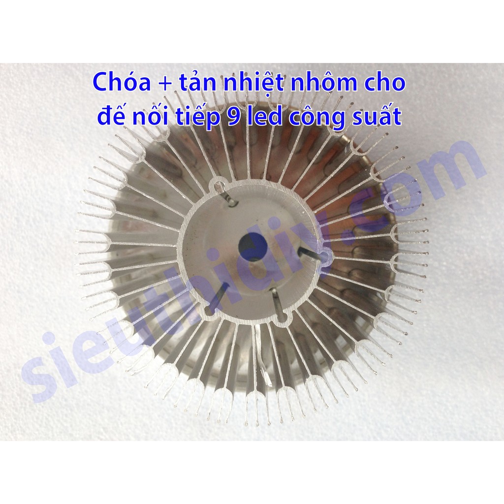 Bộ chóa và tản nhiệt nhôm, đế nhôm led âm trần, hồng ngoại 9 bóng