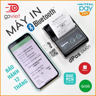 Máy in hóa đơn bluetooth dPos DM01 in bill từ ứng dụng Viettelpay pro, KiotViet, Sapo