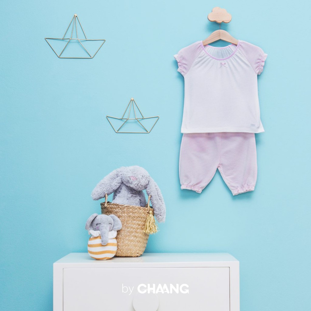 Bộ raglan bé gái caro hồng