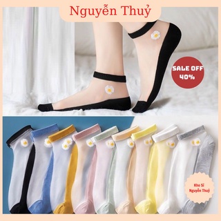 Set 10 đôi tất ren lụa hoa cúc hot trend 2020 có bán sỉ