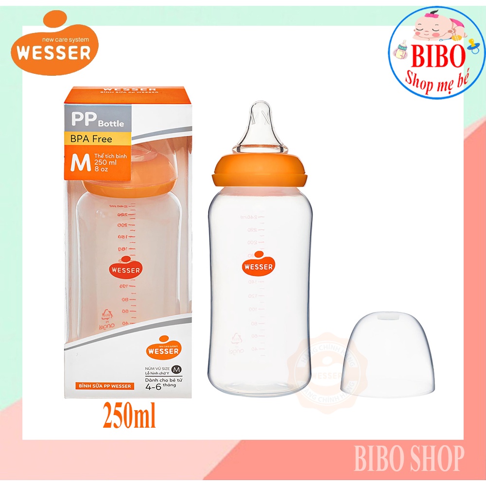 Bình Sữa WESSER PPSU Cổ Hẹp 240ml BPA FREE ( MẪU MỚI NHẤT 2020 )