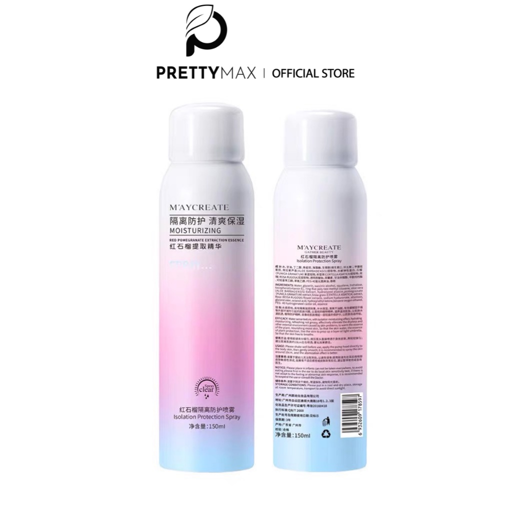 Xịt chống nắng trắng da Maycreate nâng tone chống nước 150ml nội địa trung PRETTYMAX CN01