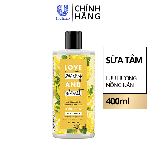 [HB Gift] Sữa tắm phục hồi da khô Love Beauty And Planet Tropical Refresh 400ml