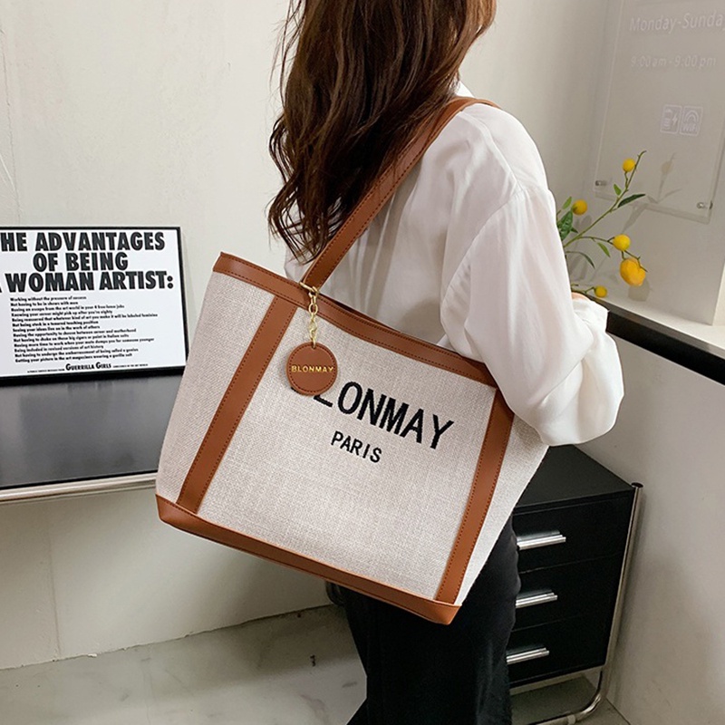 Túi đeo vai IELGY vải canvas cỡ lớn in chữ màu sắc thời trang cho nữ