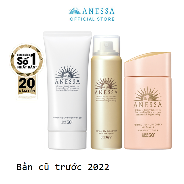 Bộ kem chống nắng Anessa dưỡng sáng, nâng tông và dịu nhẹ dành cho da nhạy cảm