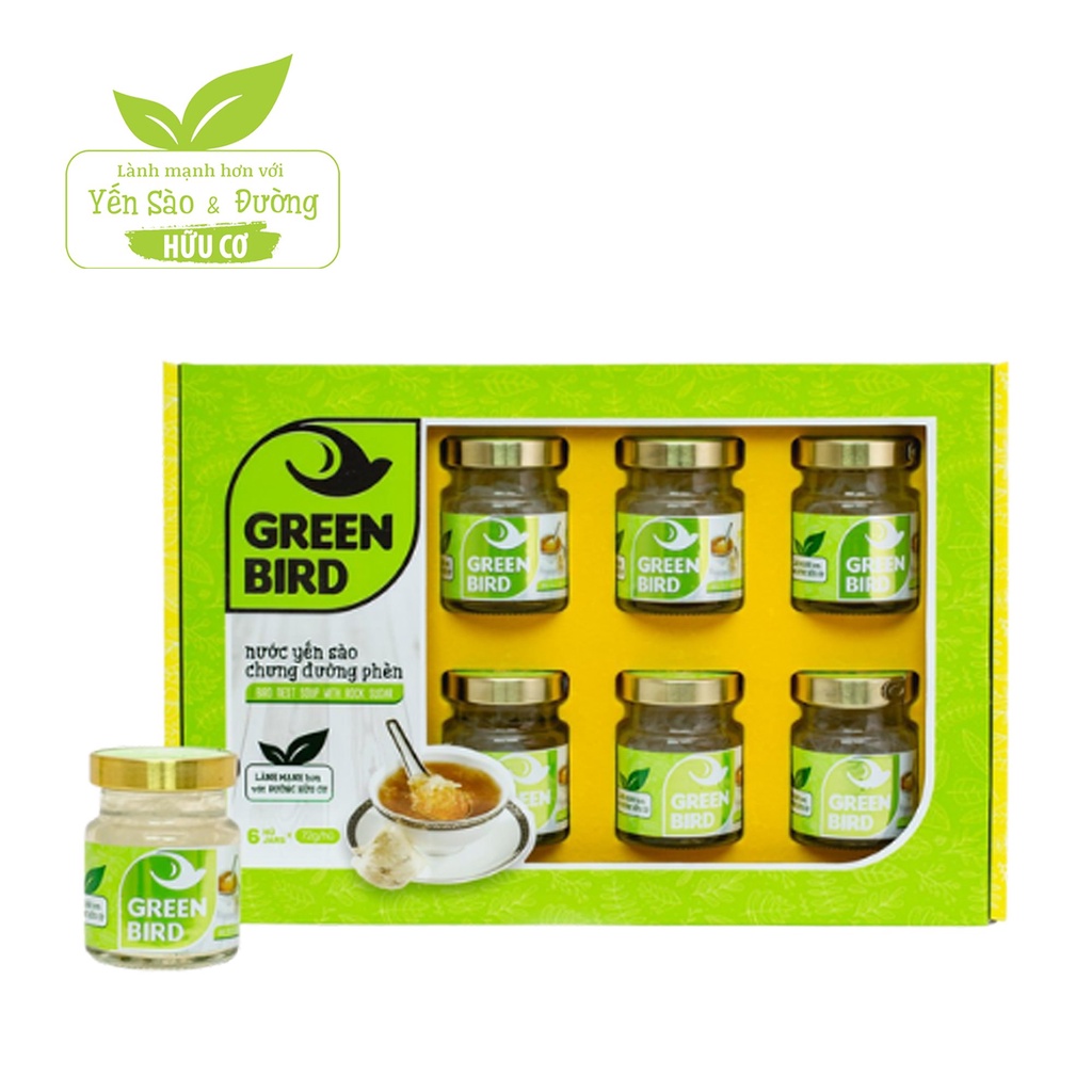 Hộp Quà Green Bird - Nước yến xào Chưng Đường Phèn - (6hũ*72g) ( Đại lý Ngọc Toản)