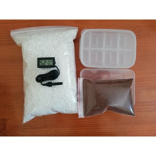 Combo hộp ấp , đất ấp , nhiệt kế tặng hộp đẻ