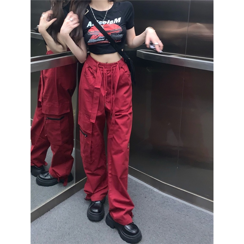 Quần Jean Nữ Ống Rộng Lưng Cao Phong Cách retro Mỹ Cá Tính