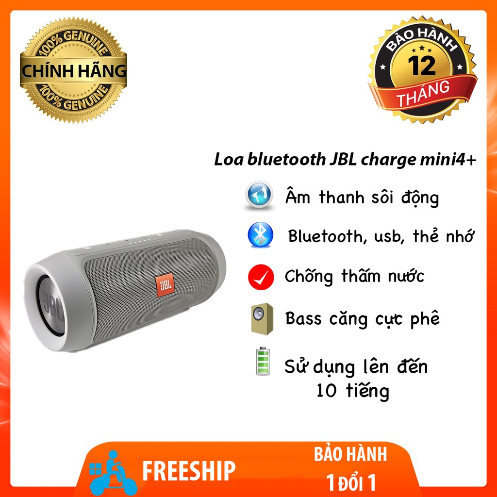 Loa bluetooth JBL charge mini4+ âm thanh đỉnh cao to vang không bị rè kết nối bluetooth usb thẻ nhớ ổn định màu sắc tươi