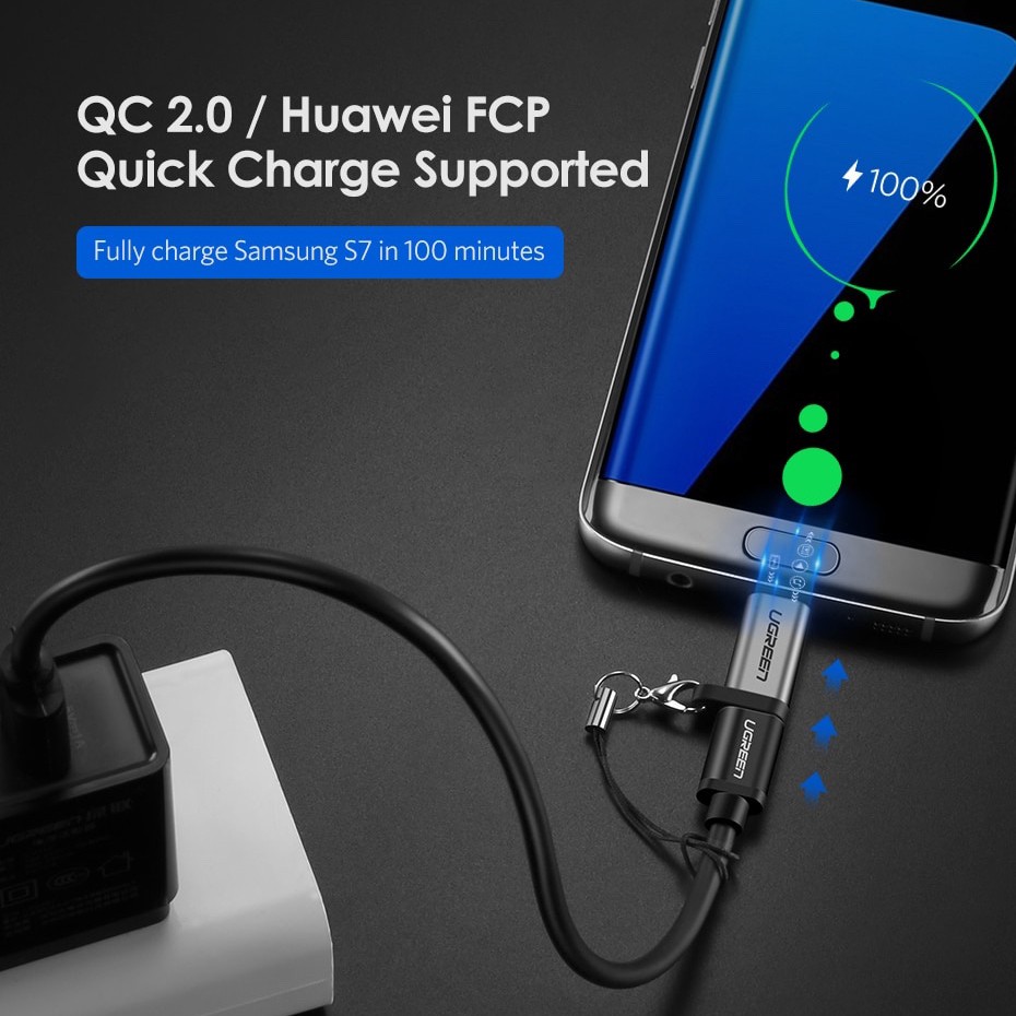 [Mã ELFLASH5 giảm 20K đơn 50K] Đầu chuyển đổi Micro USB sang USB Type C Ugreen 50590 chính hãng