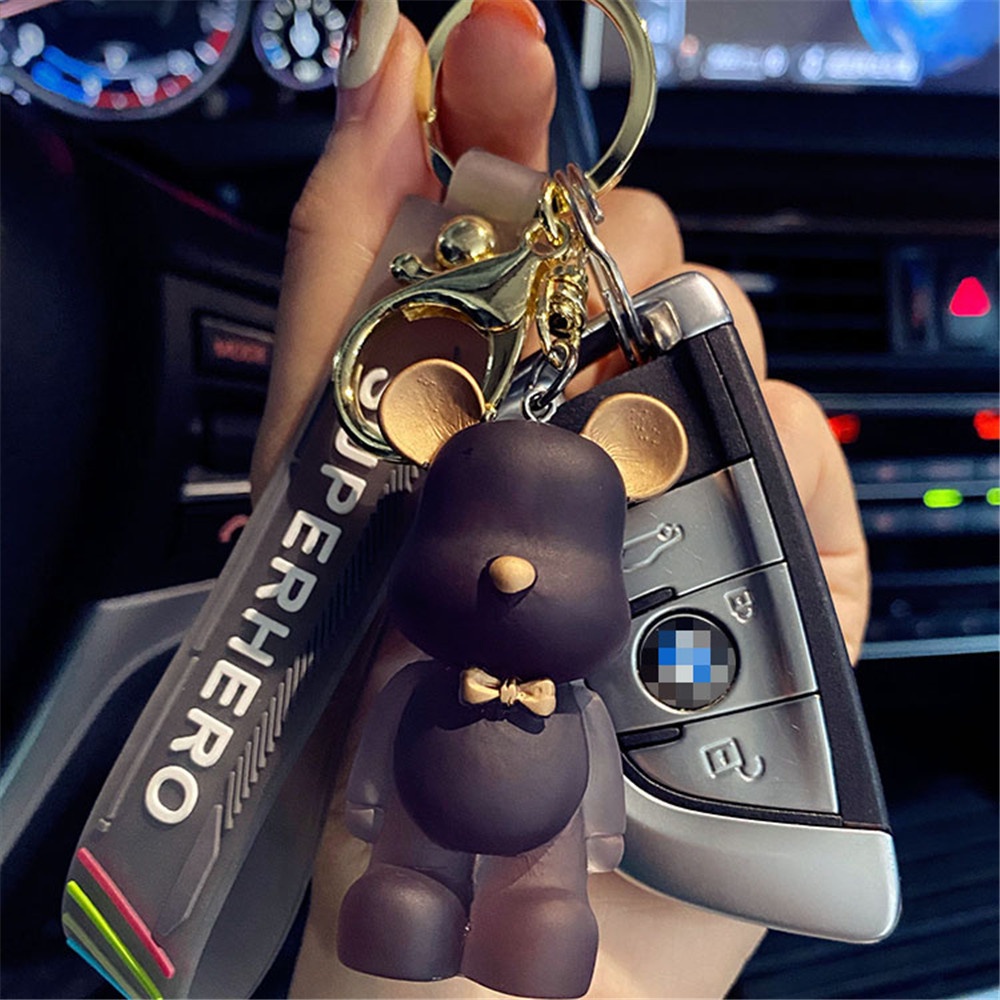 Móc Khóa Hình Gấu Hoạt Hình Đính Pha Lê Nhiều Màu Dễ Thương