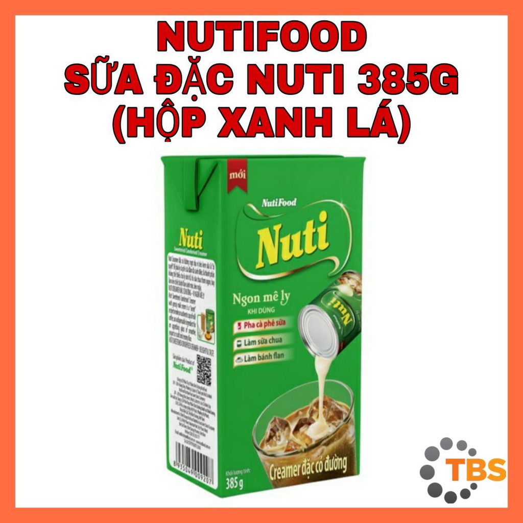 [NUTIFOOD-HỘP GIẤY XANH LÁ 385G] SỮA ĐẶC NUTI, MÀU XANH LÁ 385G