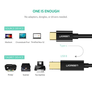 Cáp USB Type-C ra USB 2.0 Type-B cao cấp UGREEN US152