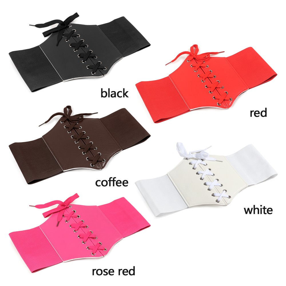 Đai Nịt Bụng Corset Bằng Da Co Giãn Thắt Nơ Trước Kiểu Gothic Cho Nữ