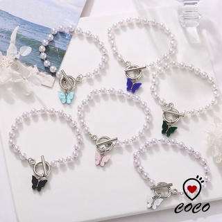 Vòng tay mặt bướm đính ngọc trai nhân tạo thời trang Hàn Quốc sành điệu