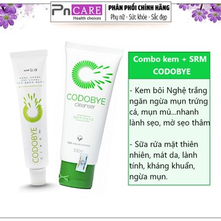 COMBO Kem bôi mụn + Sữa rửa mặt CODOBYE ® - Thảo Mộc An Toàn