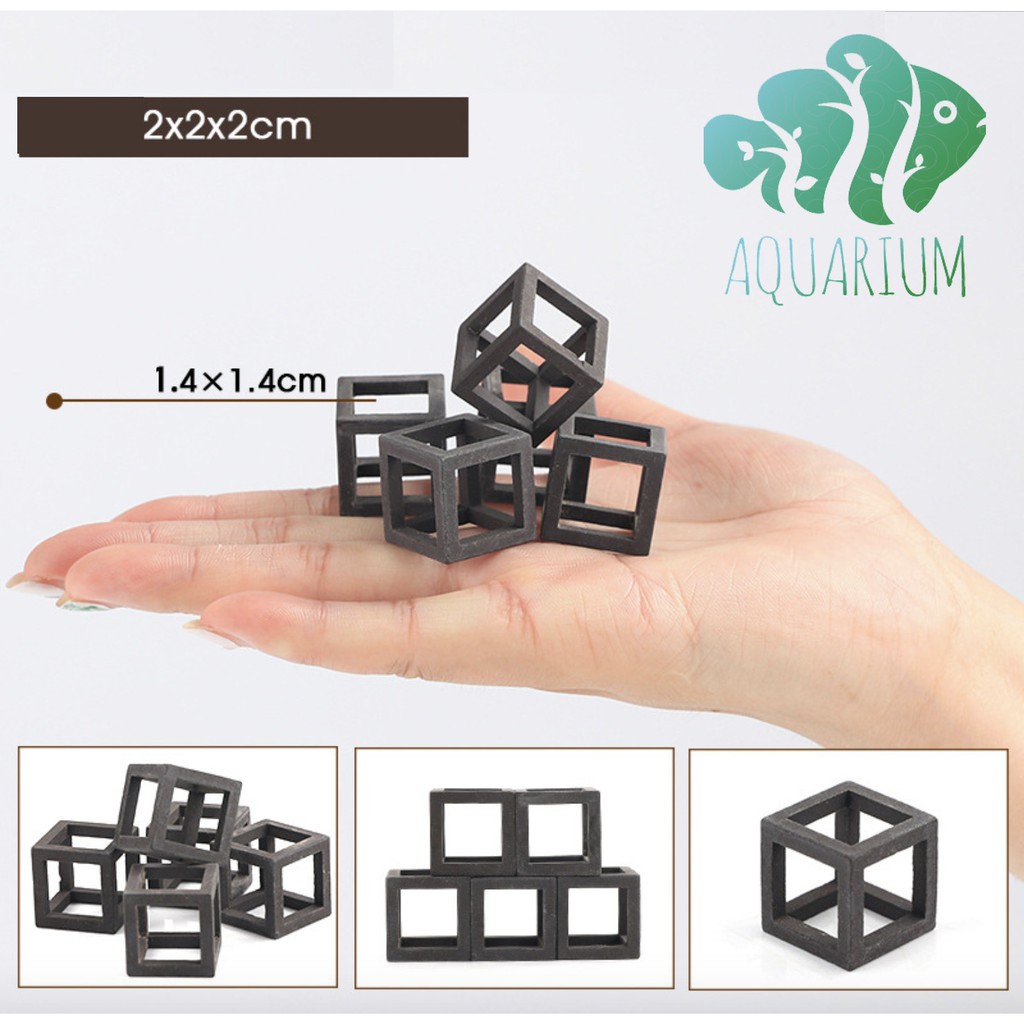 Đồ chơi bằng gốm hình hộp vuông cho tép cảnh (giá 1 cục)