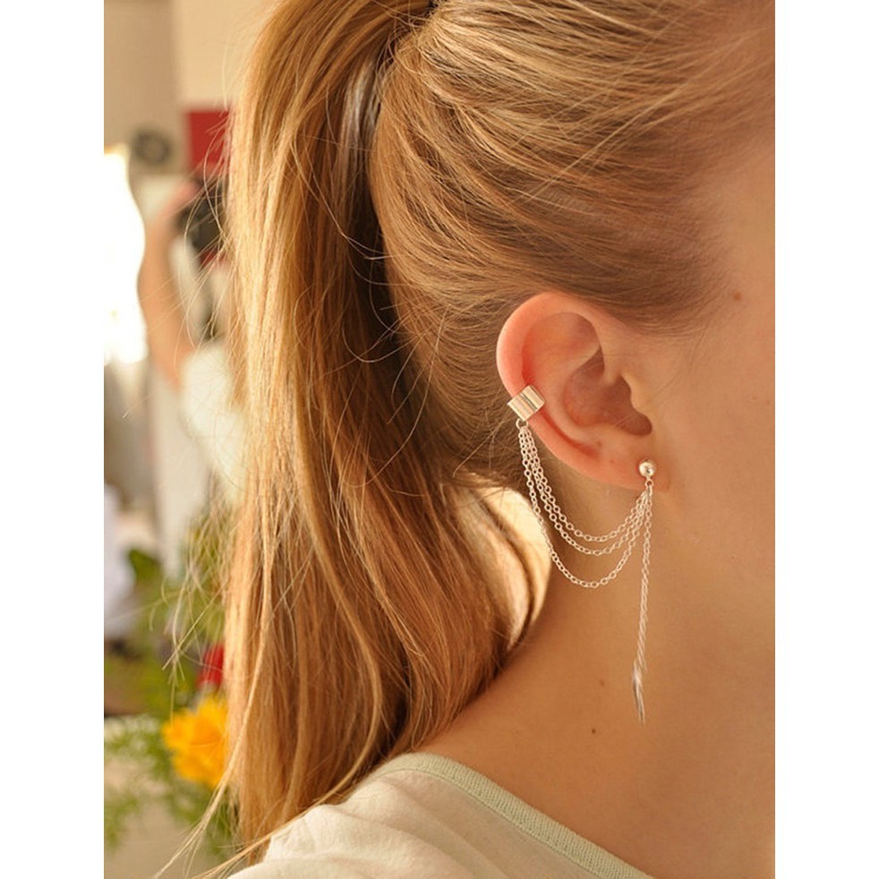 Khuyên tai nhôm kiểu xích cá tính thời trang cho nữ